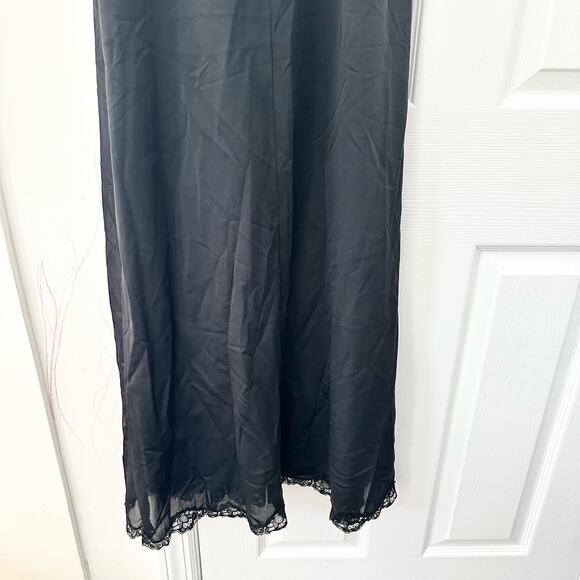 Hardy Amies Lux Lux England Designer Black Sheer Long Slip High Slit Lace Medium - Picture 9 of 14